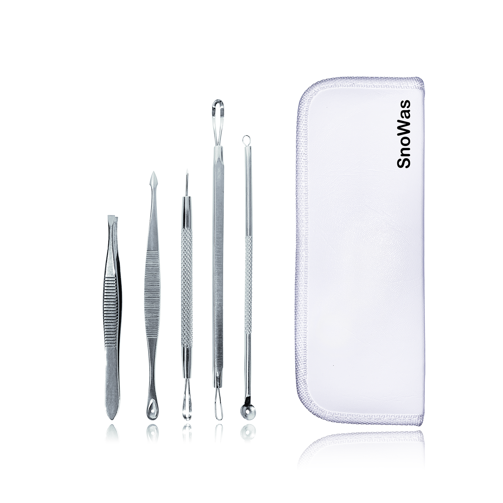 Snowas - 5 Pieces Blackhead Remover Professional Pimple Popper Tool Kit, Whitehead Extractor Pimple Blemish Kit