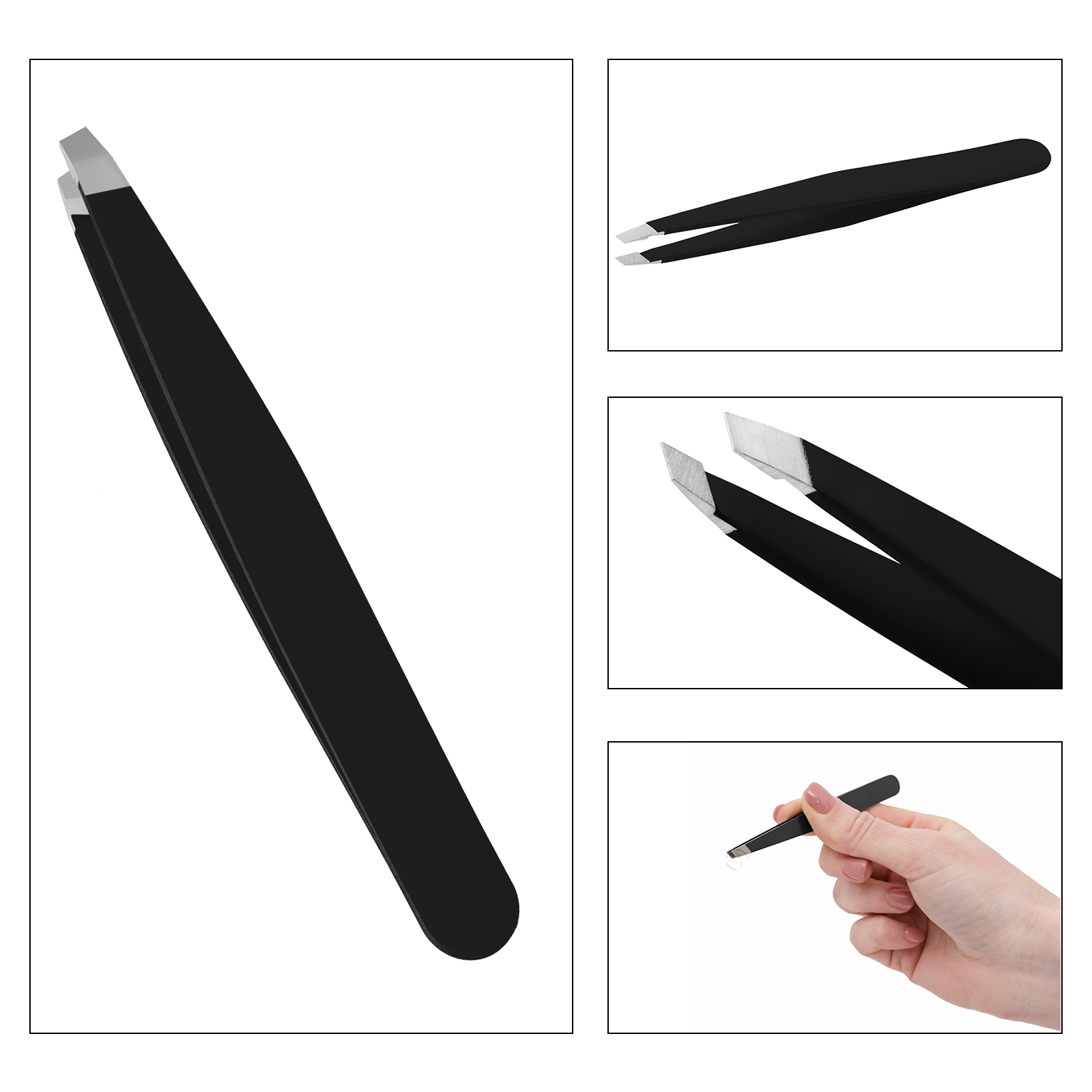 SnoWas - 1 x Professional Eyebrow Tweezers Hair Beauty Slanted Tip Stainless Steel Tweezers 3.75 INCH