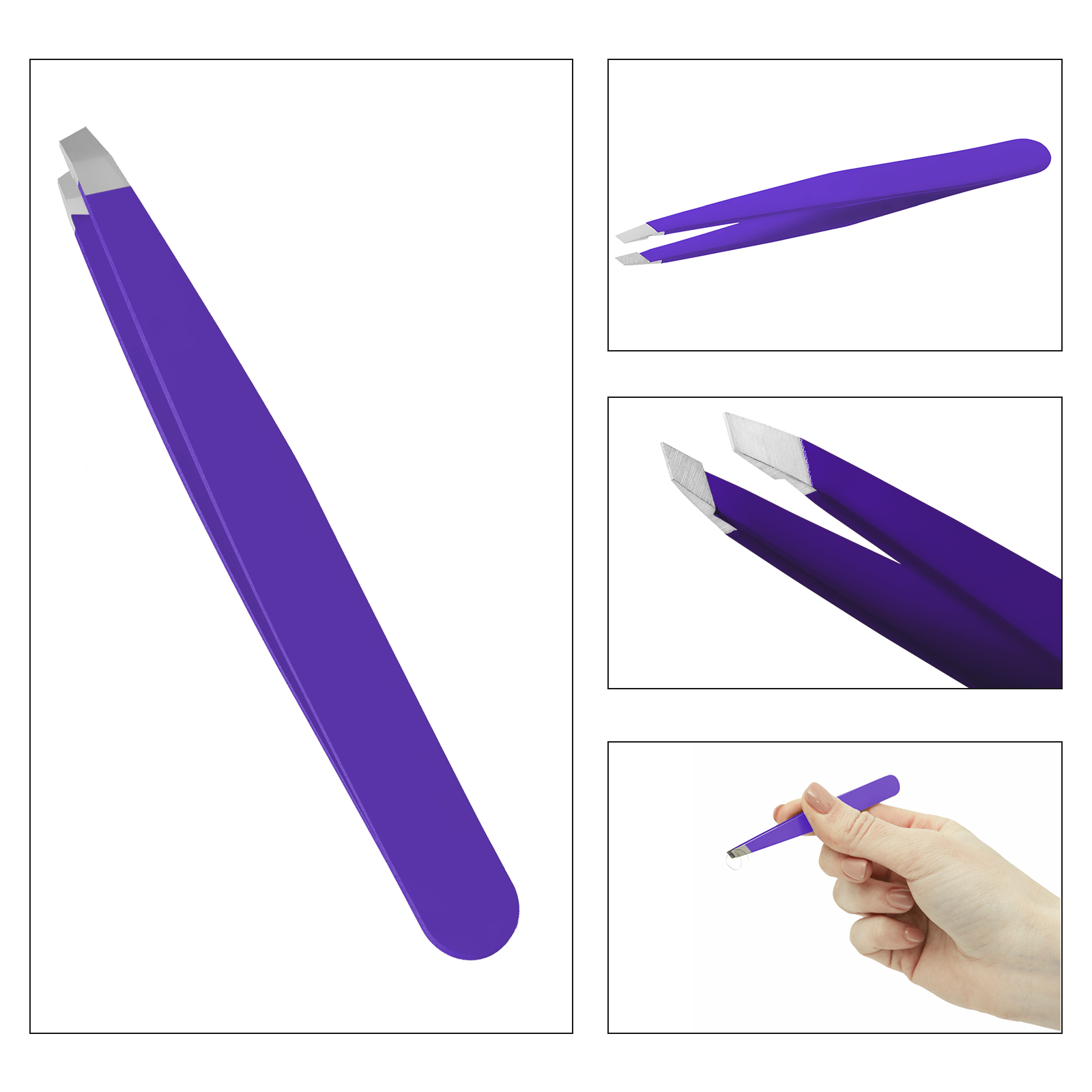 SnoWas - 1 x Professional Eyebrow Tweezers Hair Beauty Slanted Tip Stainless Steel Tweezers 3.75 INCH