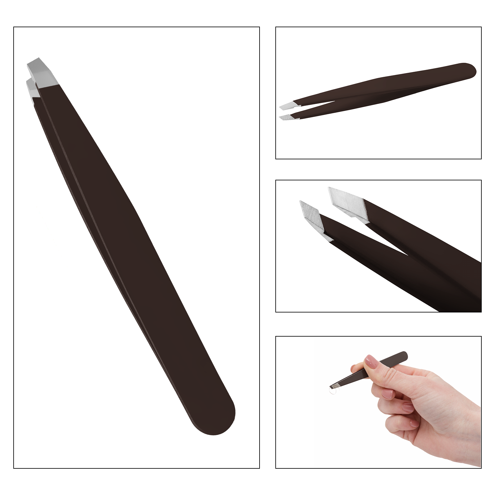 SnoWas - 1 x Professional Eyebrow Tweezers Hair Beauty Slanted Tip Stainless Steel Tweezers 3.75 INCH