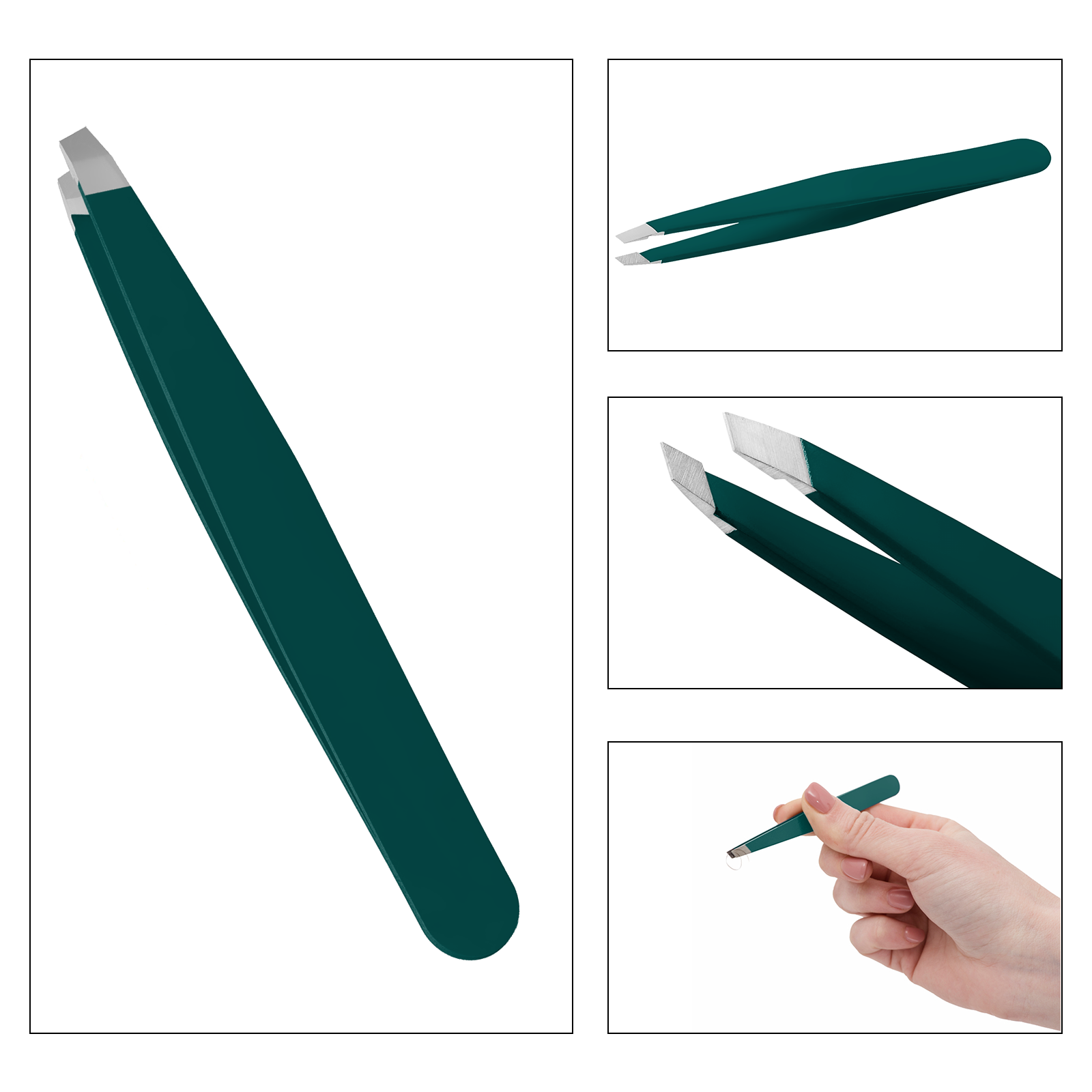 SnoWas - 1 x Professional Eyebrow Tweezers Hair Beauty Slanted Tip Stainless Steel Tweezers 3.75 INCH