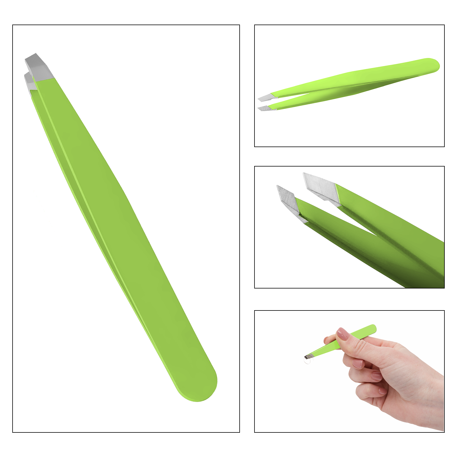 SnoWas - 1 x Professional Eyebrow Tweezers Hair Beauty Slanted Tip Stainless Steel Tweezers 3.75 INCH