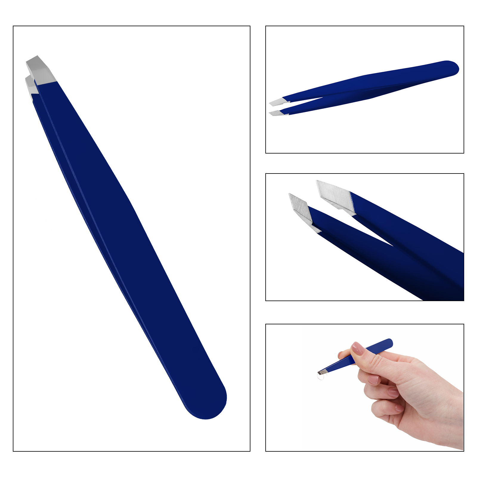 SnoWas - 1 x Professional Eyebrow Tweezers Hair Beauty Slanted Tip Stainless Steel Tweezers 3.75 INCH