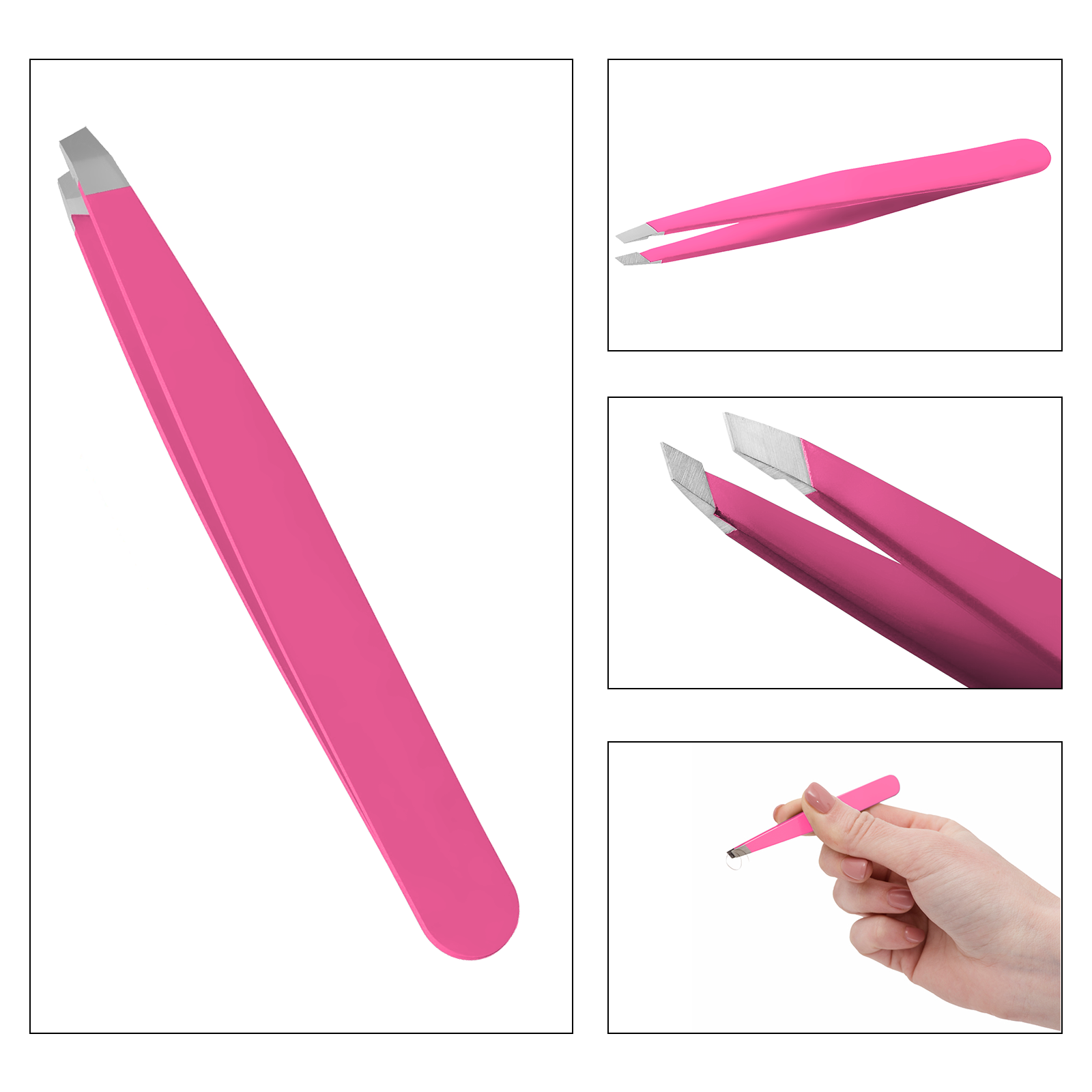 SnoWas - 1 x Professional Eyebrow Tweezers Hair Beauty Slanted Tip Stainless Steel Tweezers 3.75 INCH