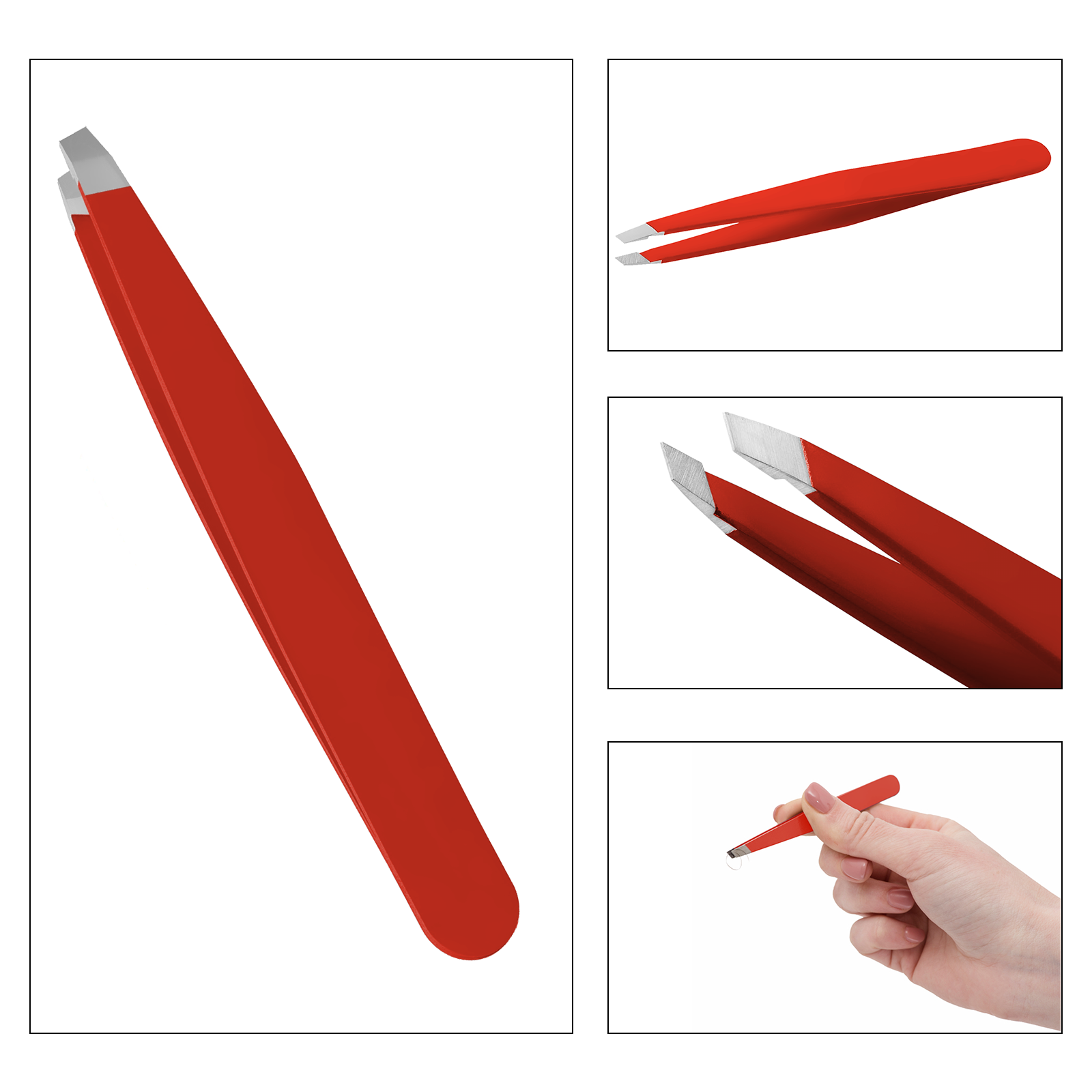 SnoWas - 1 x Professional Eyebrow Tweezers Hair Beauty Slanted Tip Stainless Steel Tweezers 3.75 INCH