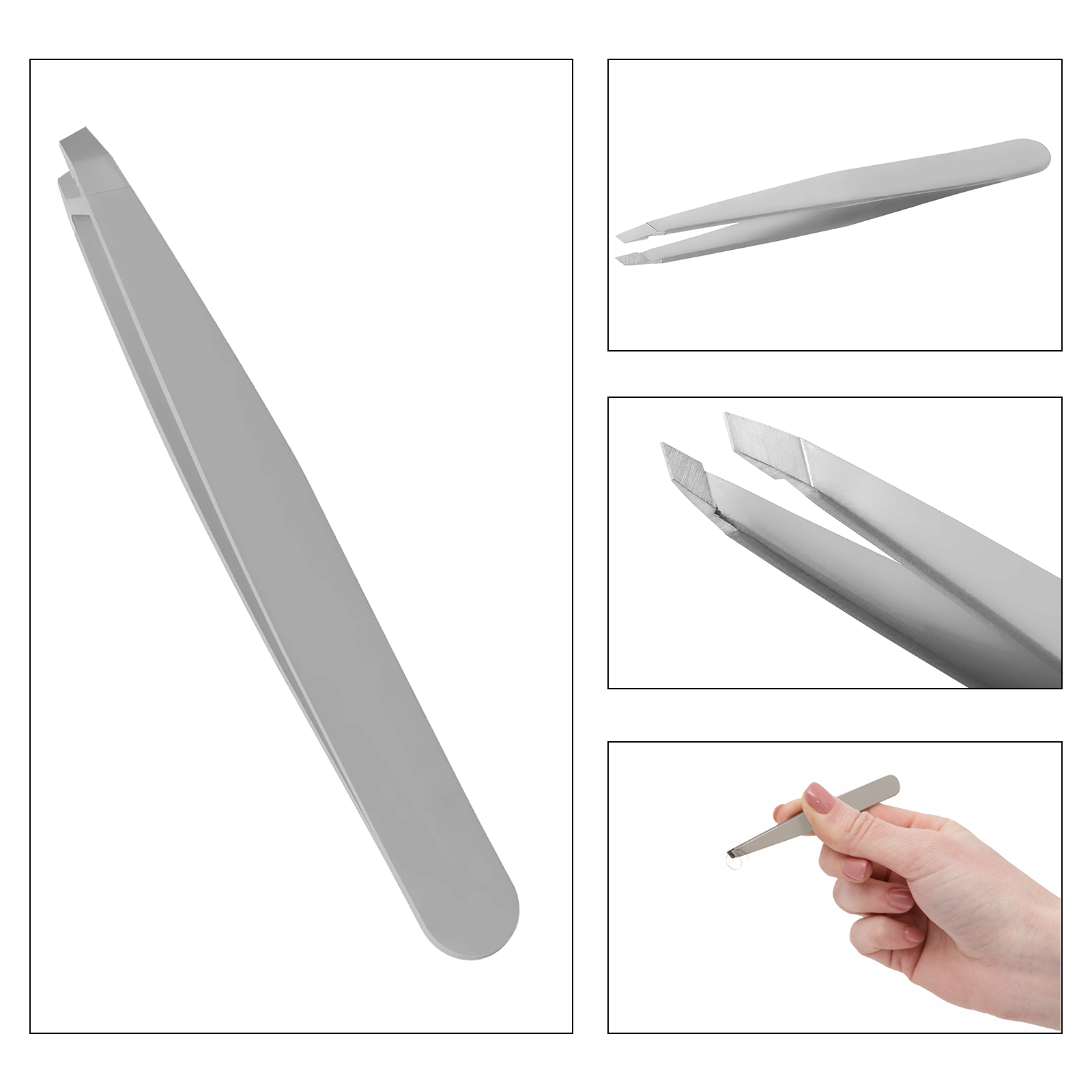 SnoWas - 1 x Professional Eyebrow Tweezers Hair Beauty Slanted Tip Stainless Steel Tweezers 3.75 INCH