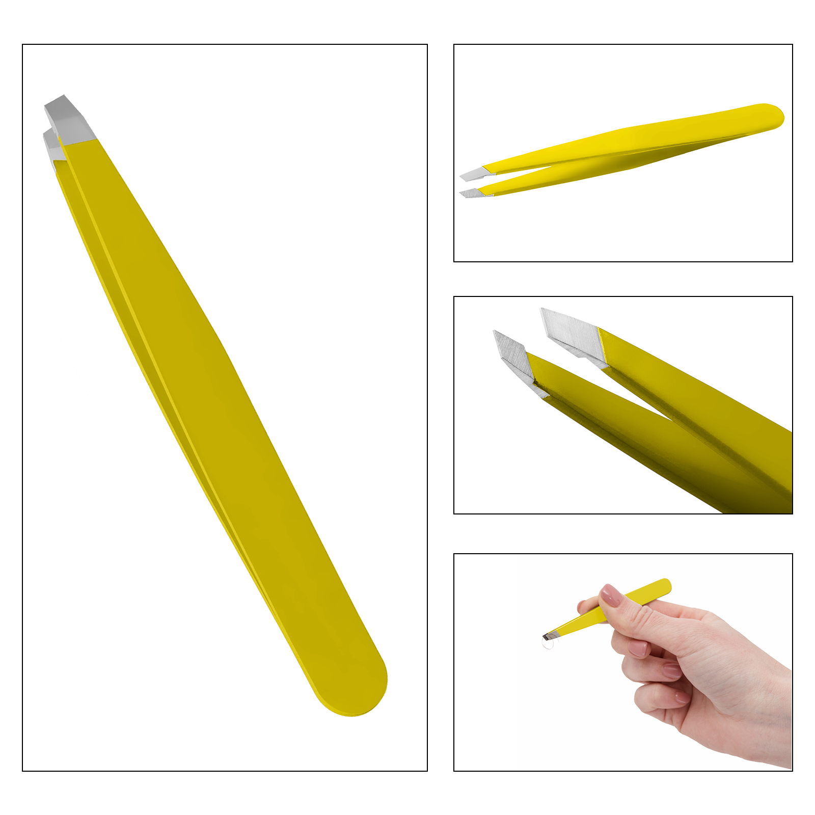 SnoWas - 1 x Professional Eyebrow Tweezers Hair Beauty Slanted Tip Stainless Steel Tweezers 3.75 INCH