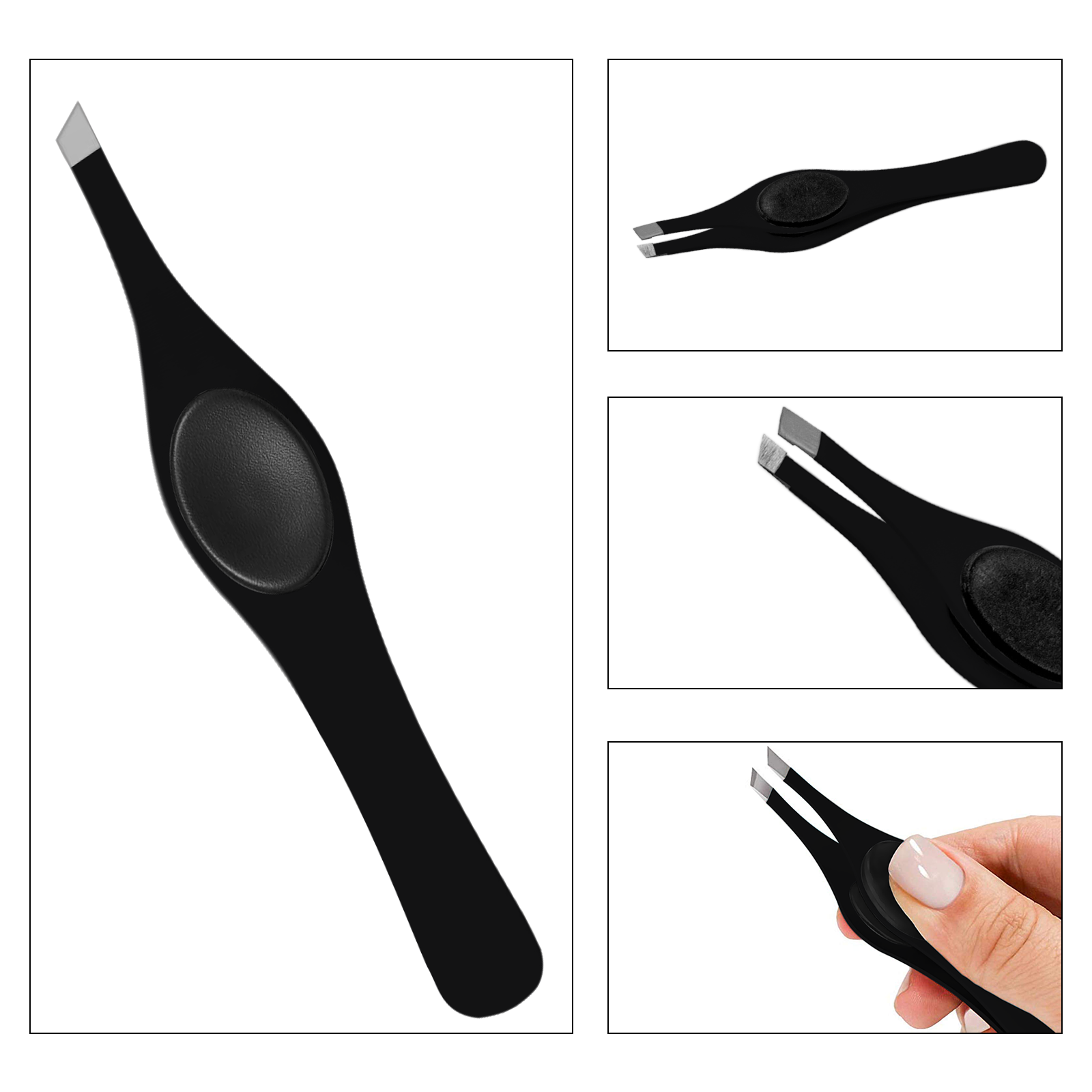 SnoWas - 1 Piece Professional Slanted Wide Rubber Grip Eyebrow Tweezers in Various Colors