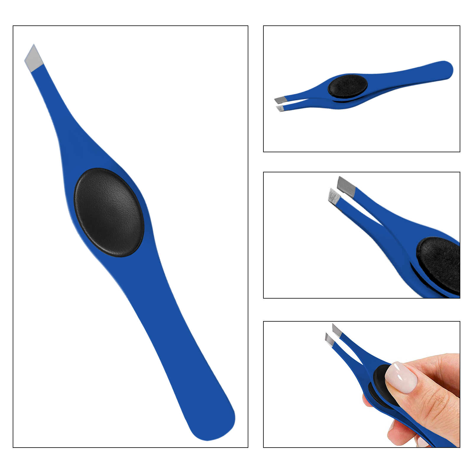 SnoWas - 1 Piece Professional Slanted Wide Rubber Grip Eyebrow Tweezers in Various Colors