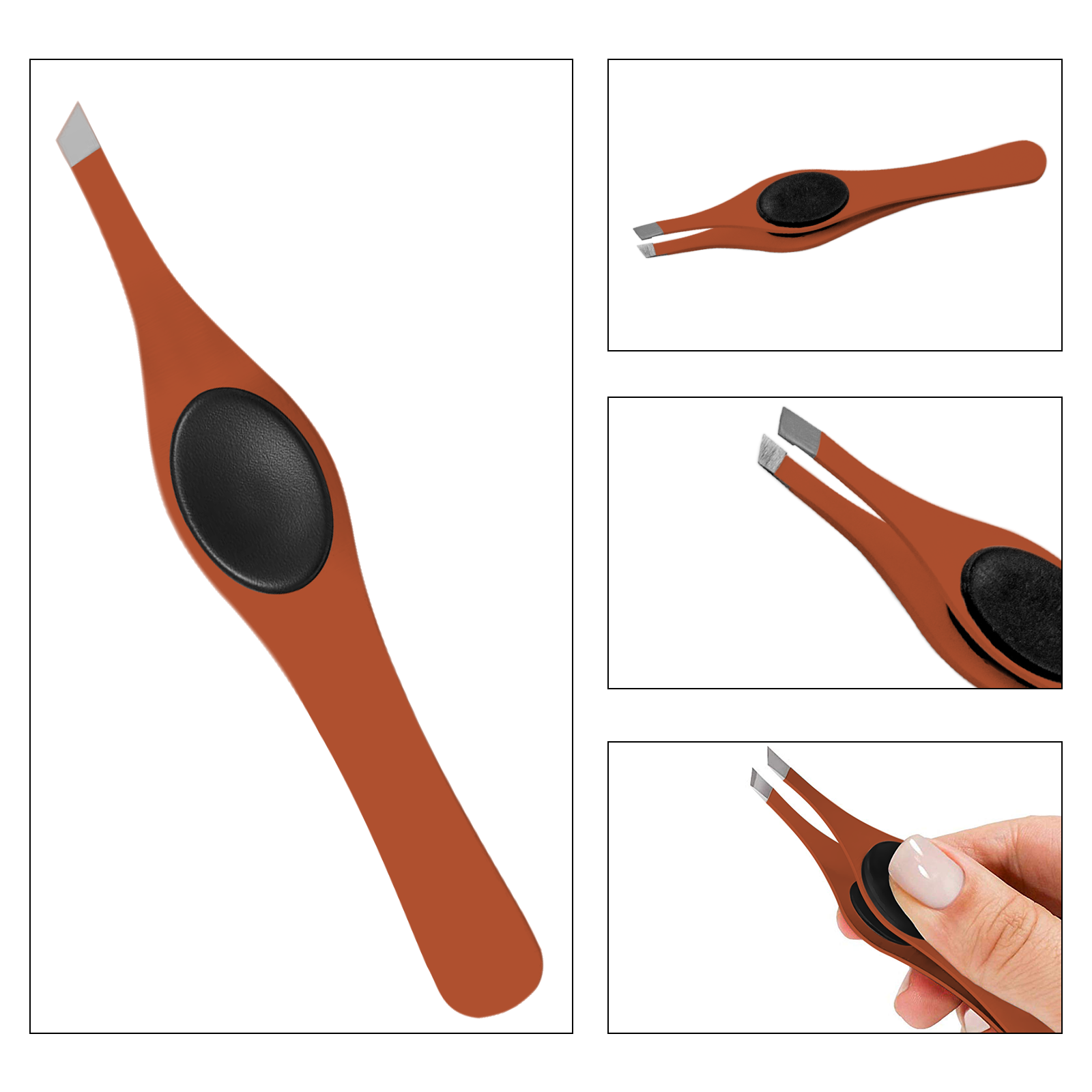 SnoWas - 1 Piece Professional Slanted Wide Rubber Grip Eyebrow Tweezers in Various Colors