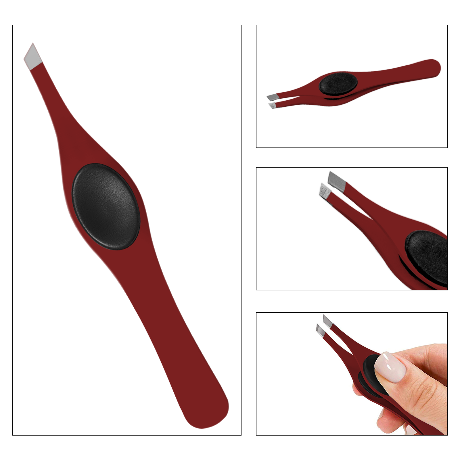 SnoWas - 1 Piece Professional Slanted Wide Rubber Grip Eyebrow Tweezers in Various Colors