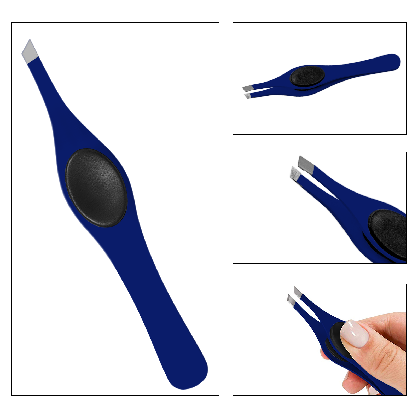 SnoWas - 1 Piece Professional Slanted Wide Rubber Grip Eyebrow Tweezers in Various Colors