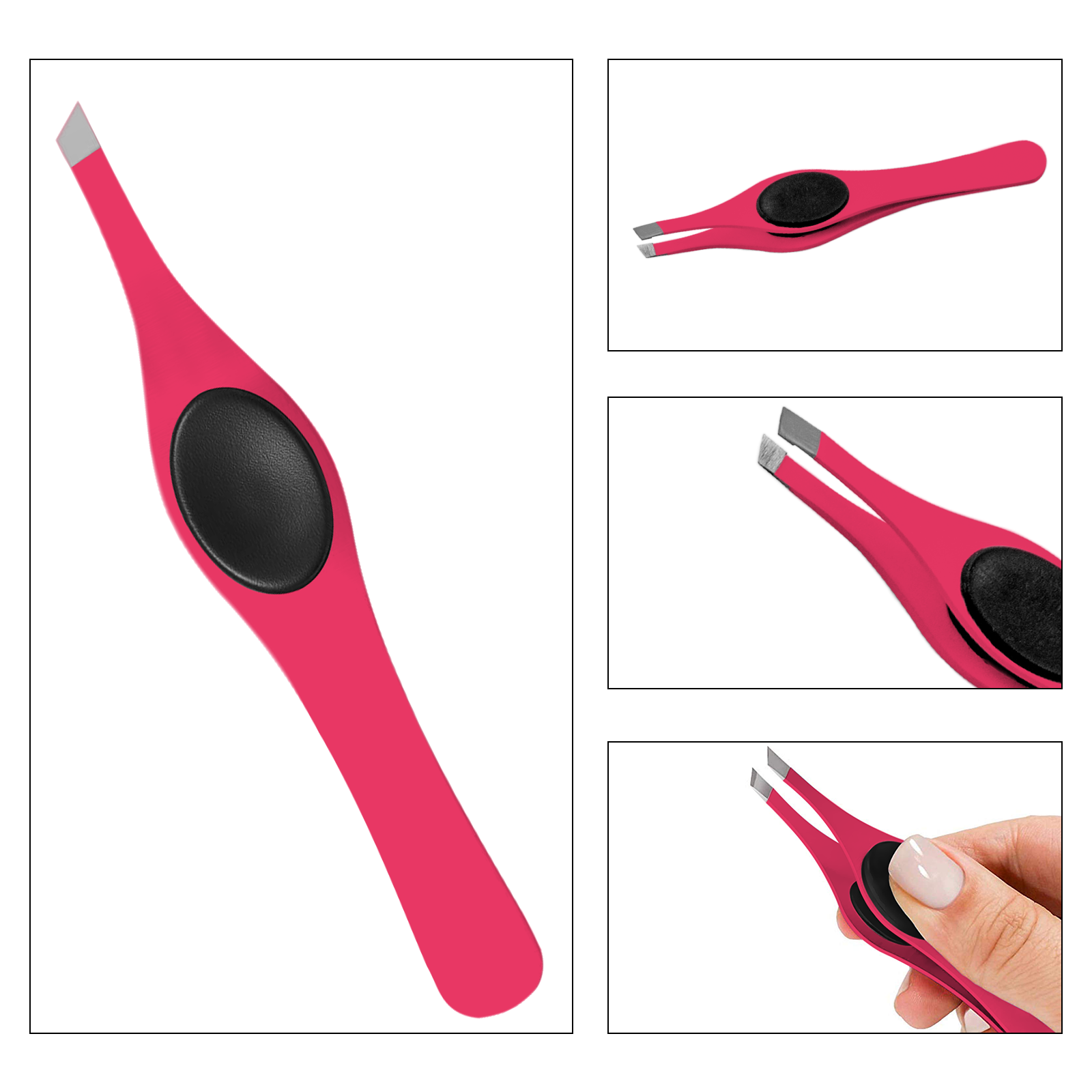 SnoWas - 1 Piece Professional Slanted Wide Rubber Grip Eyebrow Tweezers in Various Colors