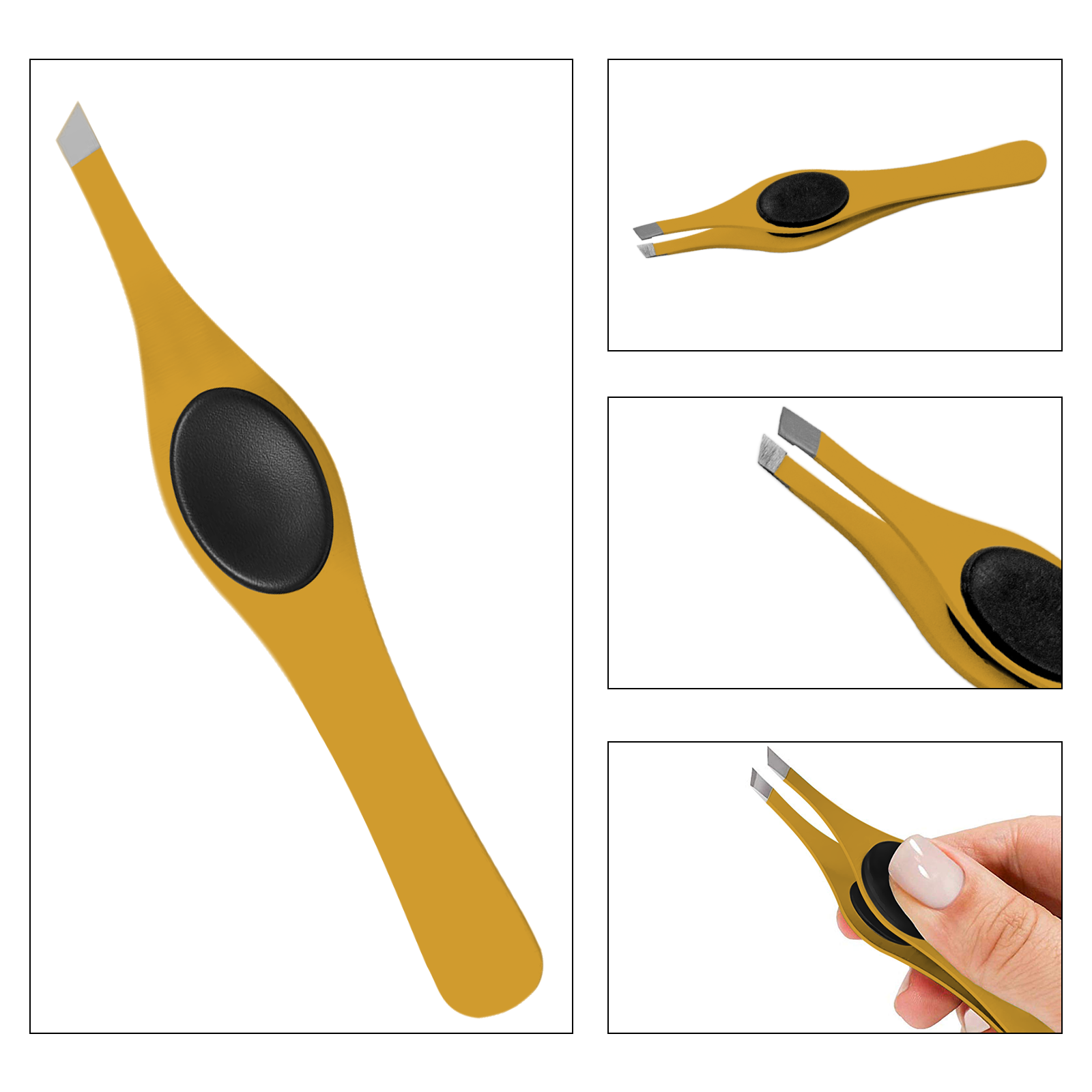 SnoWas - 1 Piece Professional Slanted Wide Rubber Grip Eyebrow Tweezers in Various Colors