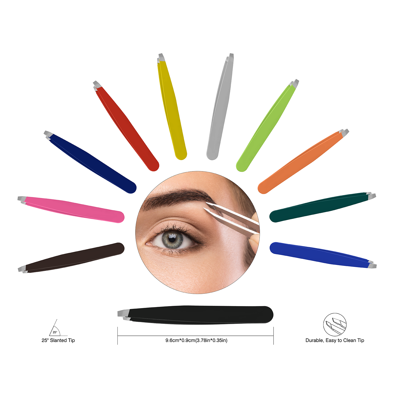 SnoWas - 1 x Professional Eyebrow Tweezers Hair Beauty Slanted Tip Stainless Steel Tweezers 3.75 INCH